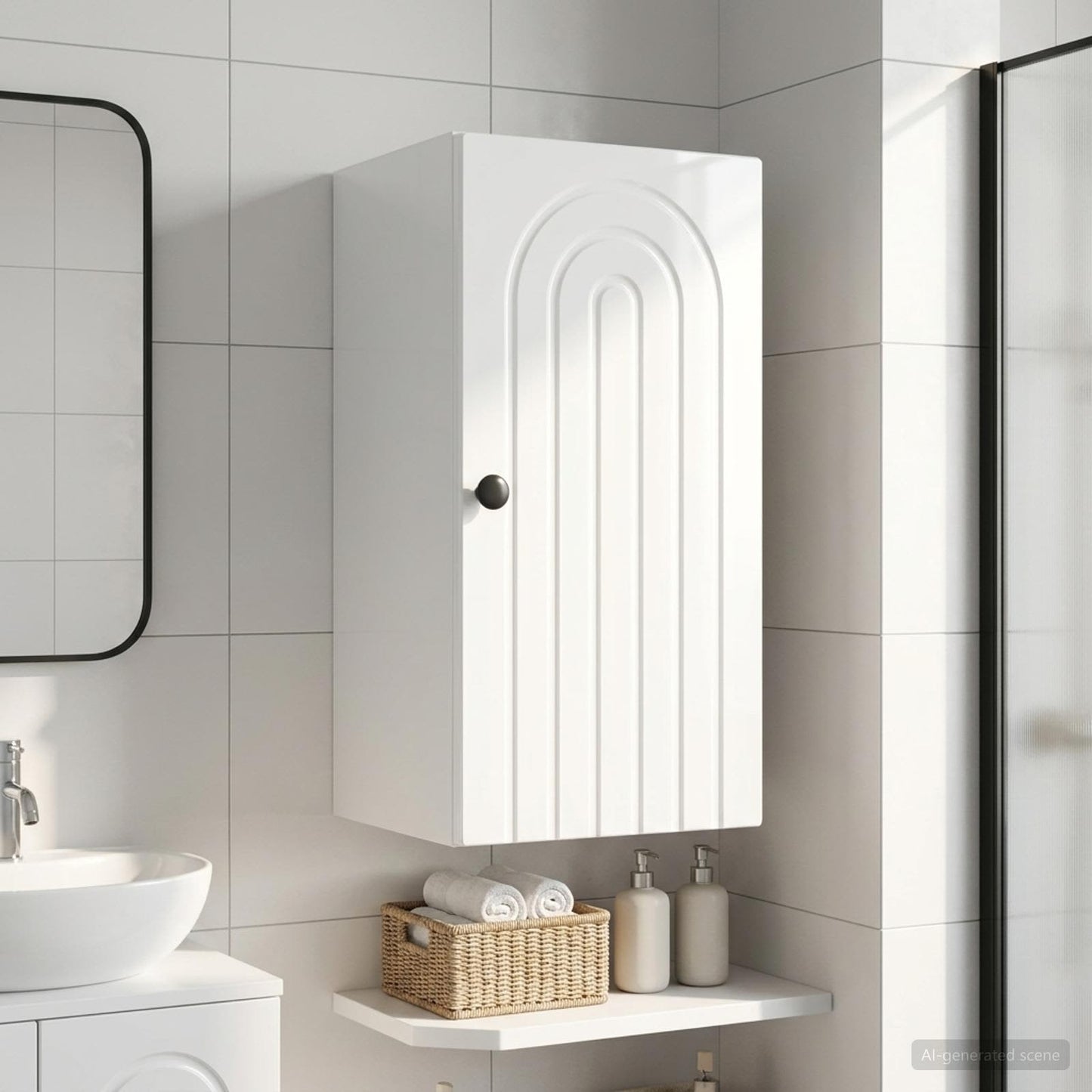 vidaXL Bathroom Wall Cabinet ALKMAAR High Gloss White 30 x 31 x 59 cm