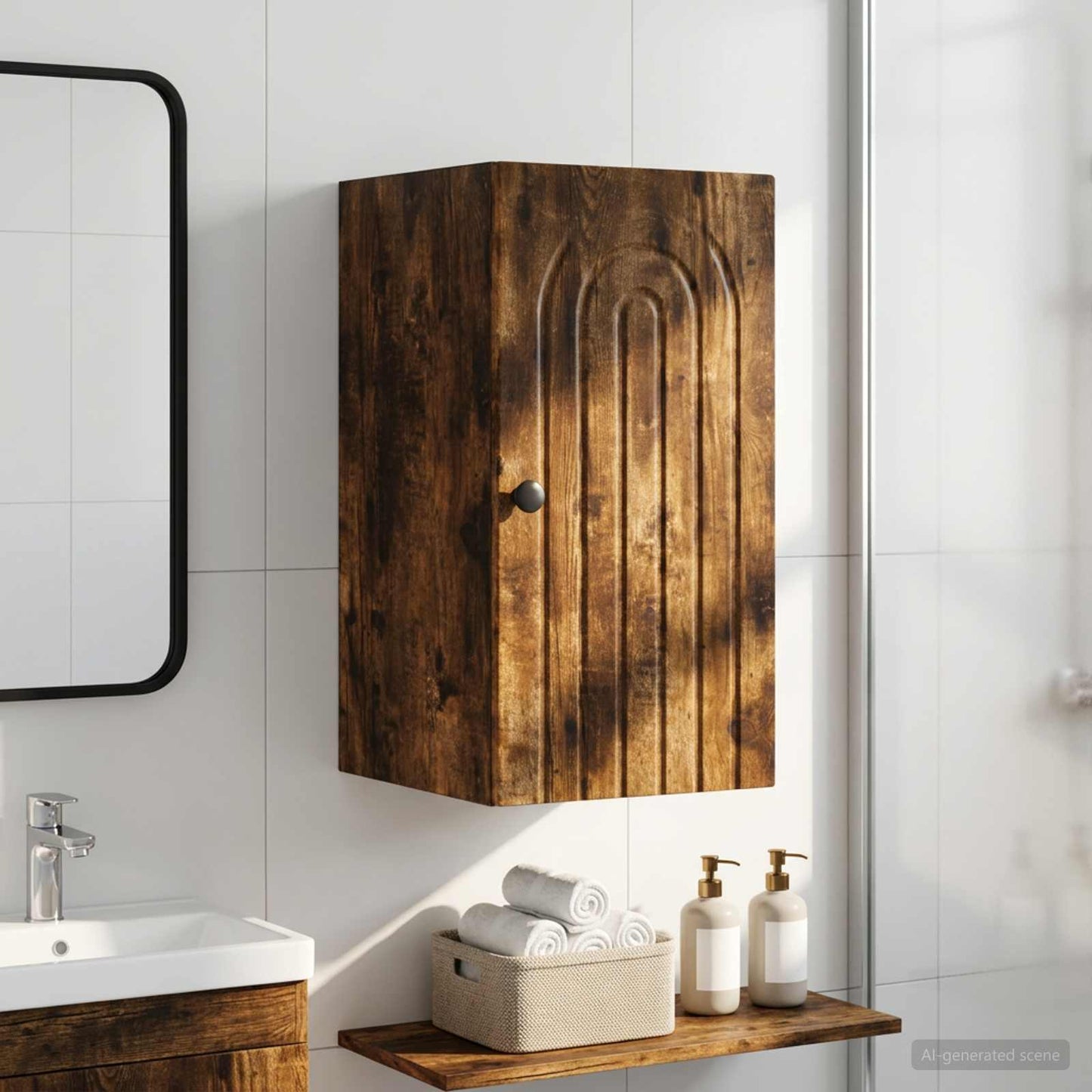 vidaXL Bathroom Wall Cabinet ALKMAAR Smoked Oak 30 x 31 x 59 cm