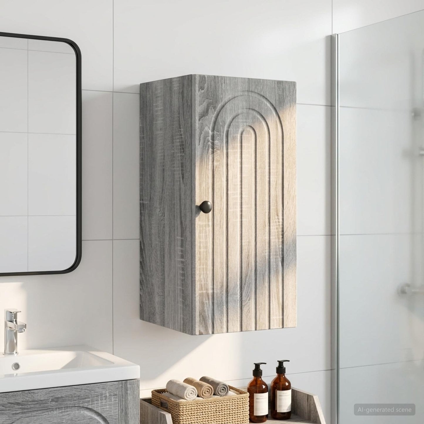 vidaXL Bathroom Wall Cabinet ALKMAAR Grey Sonoma 30 x 31 x 59 cm