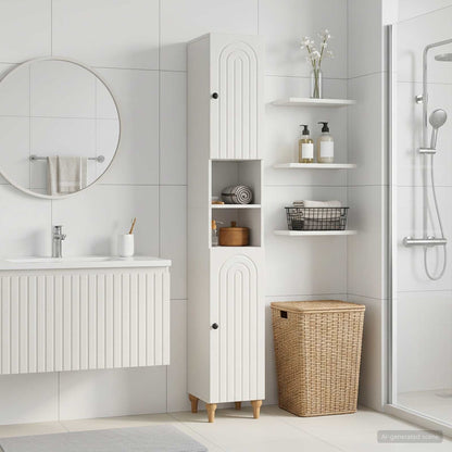 vidaXL Bathroom Cabinet with Open Shelf ALKMAAR White 30 x 31 x 190 cm