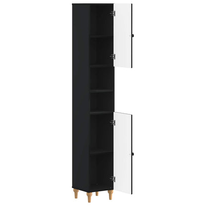vidaXL Bathroom Cabinet with Open Shelf ALKMAAR Black 30 x 31 x 190 cm