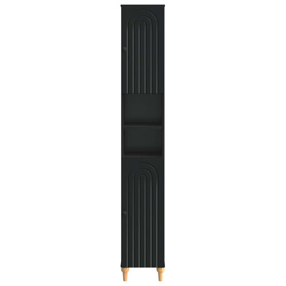 vidaXL Bathroom Cabinet with Open Shelf ALKMAAR Black 30 x 31 x 190 cm