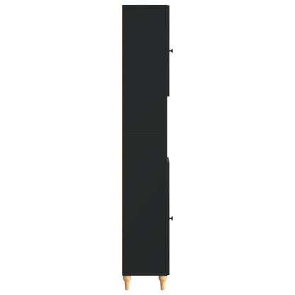 vidaXL Bathroom Cabinet with Open Shelf ALKMAAR Black 30 x 31 x 190 cm