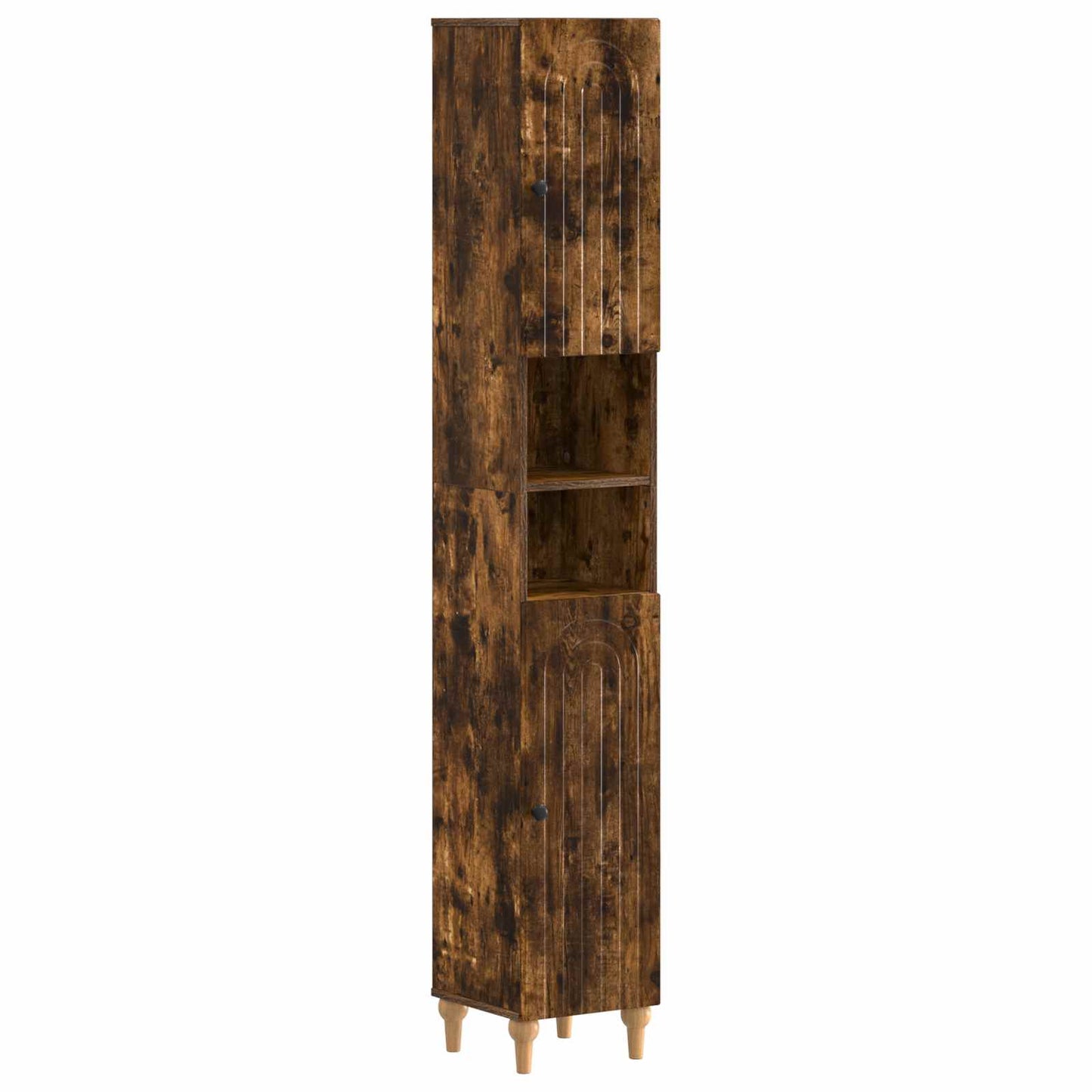 vidaXL Bathroom Cabinet with Open Shelf ALKMAAR Smoked Oak