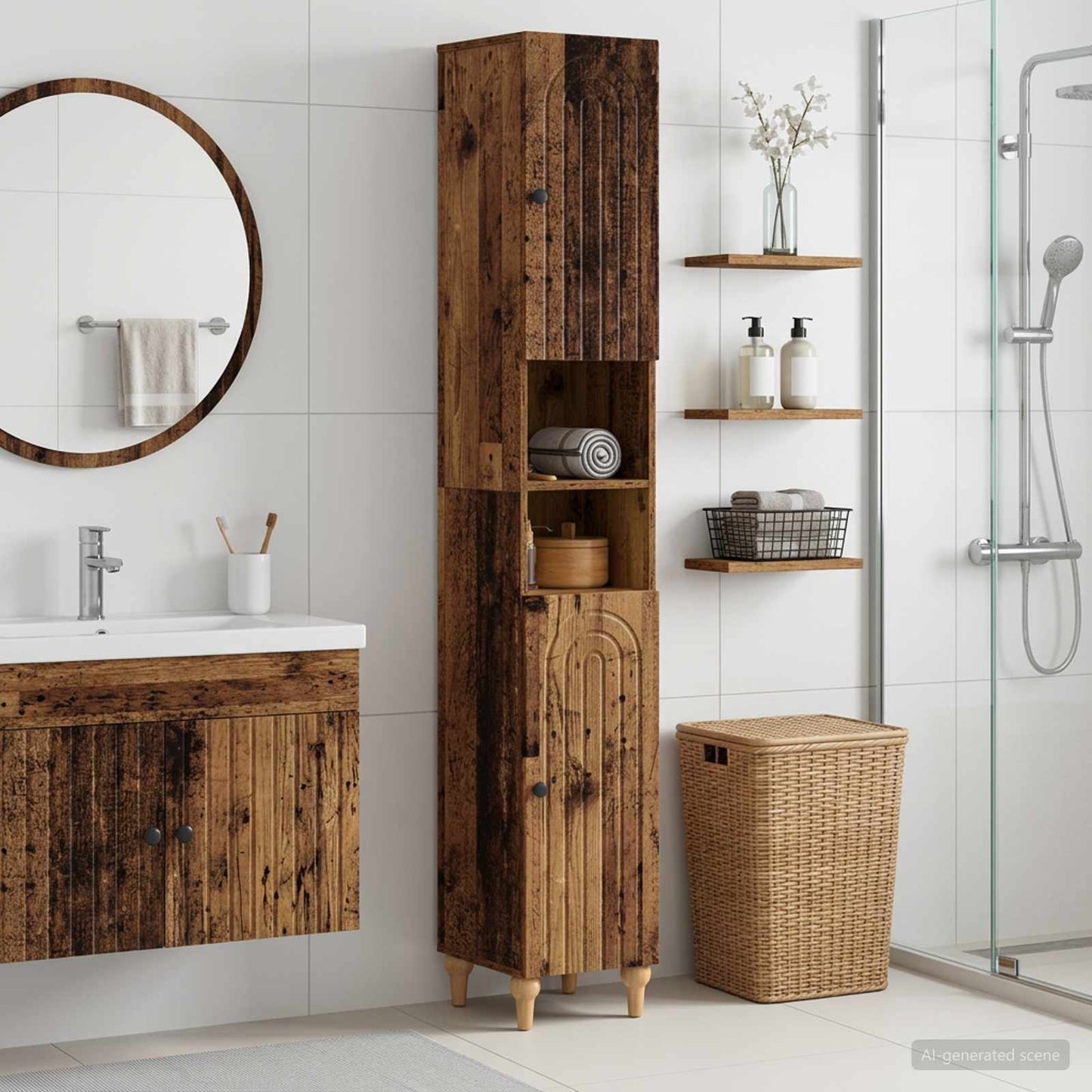vidaXL Bathroom Cabinet with Open Shelf ALKMAAR Old Wood
