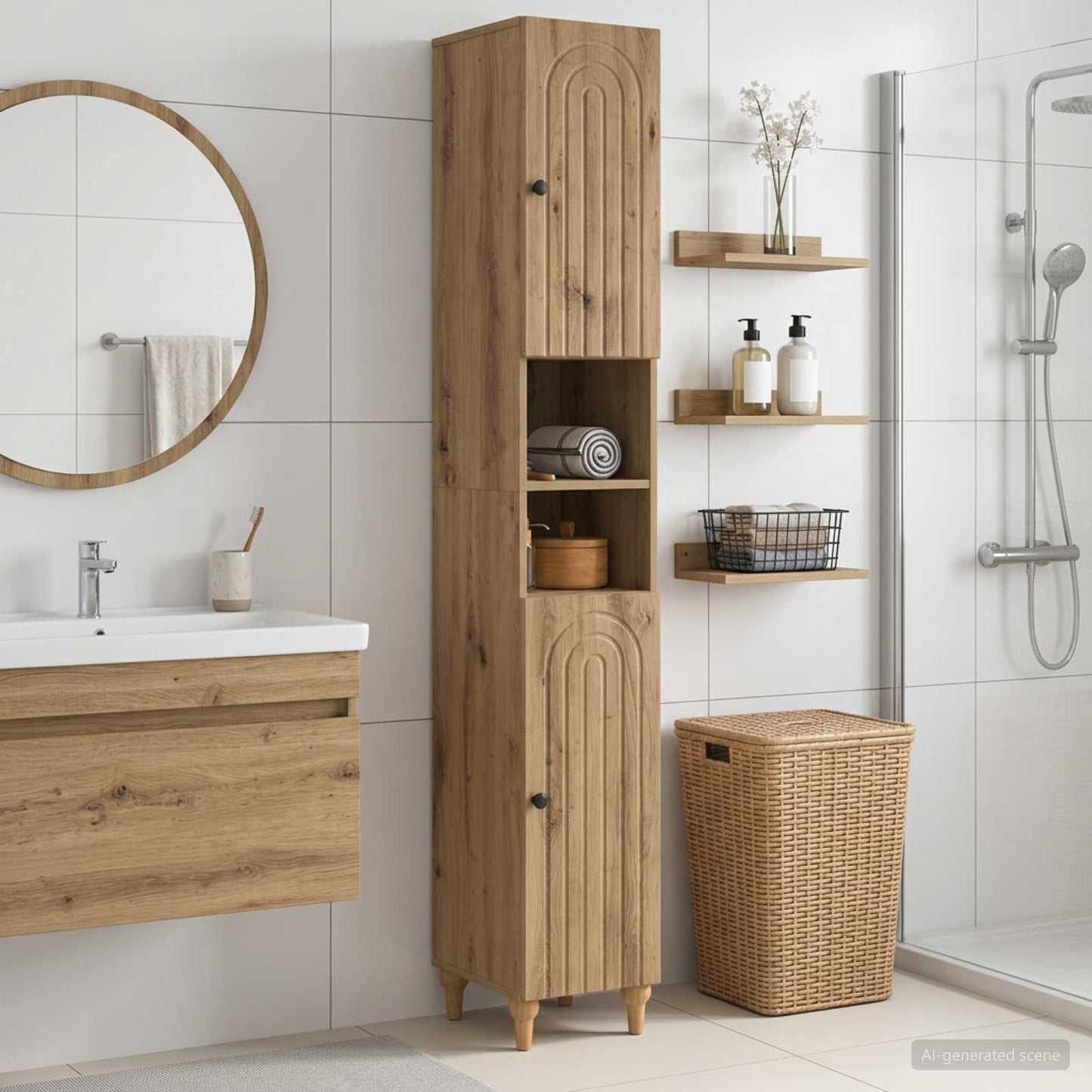 vidaXL Bathroom Cabinet with Open Shelf ALKMAAR Artisan Oak