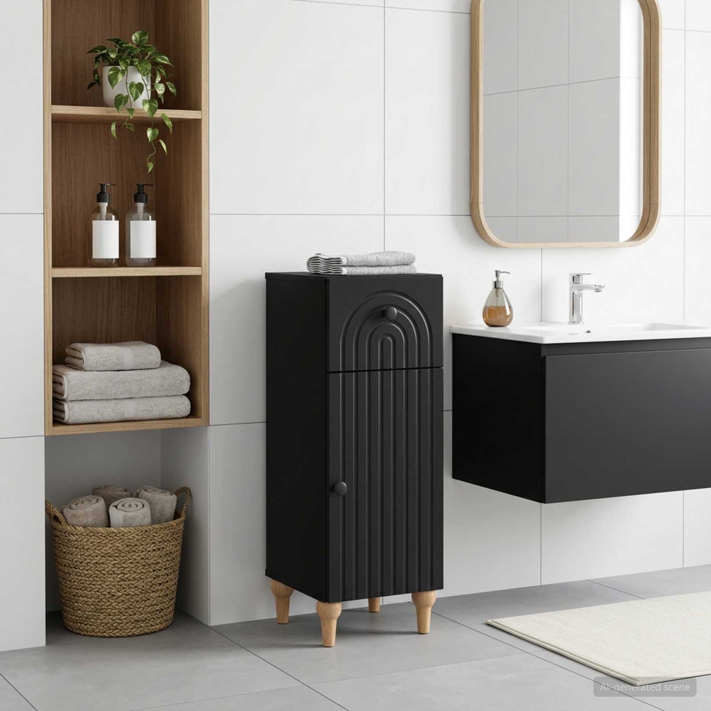 vidaXL Bathroom Storage Cainet ALKMAAR Black 30 x 31 x 80 cm