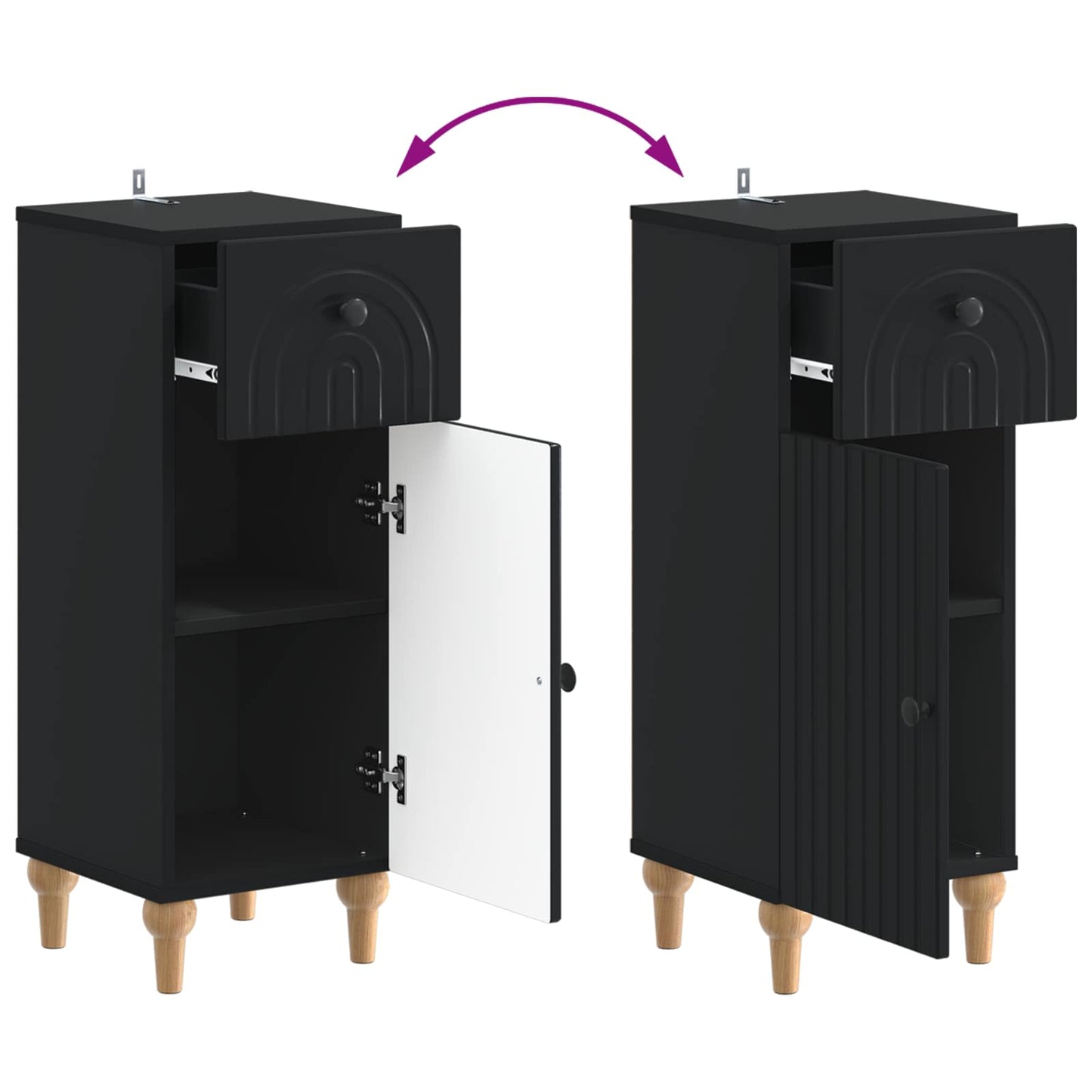 vidaXL Bathroom Storage Cainet ALKMAAR Black 30 x 31 x 80 cm