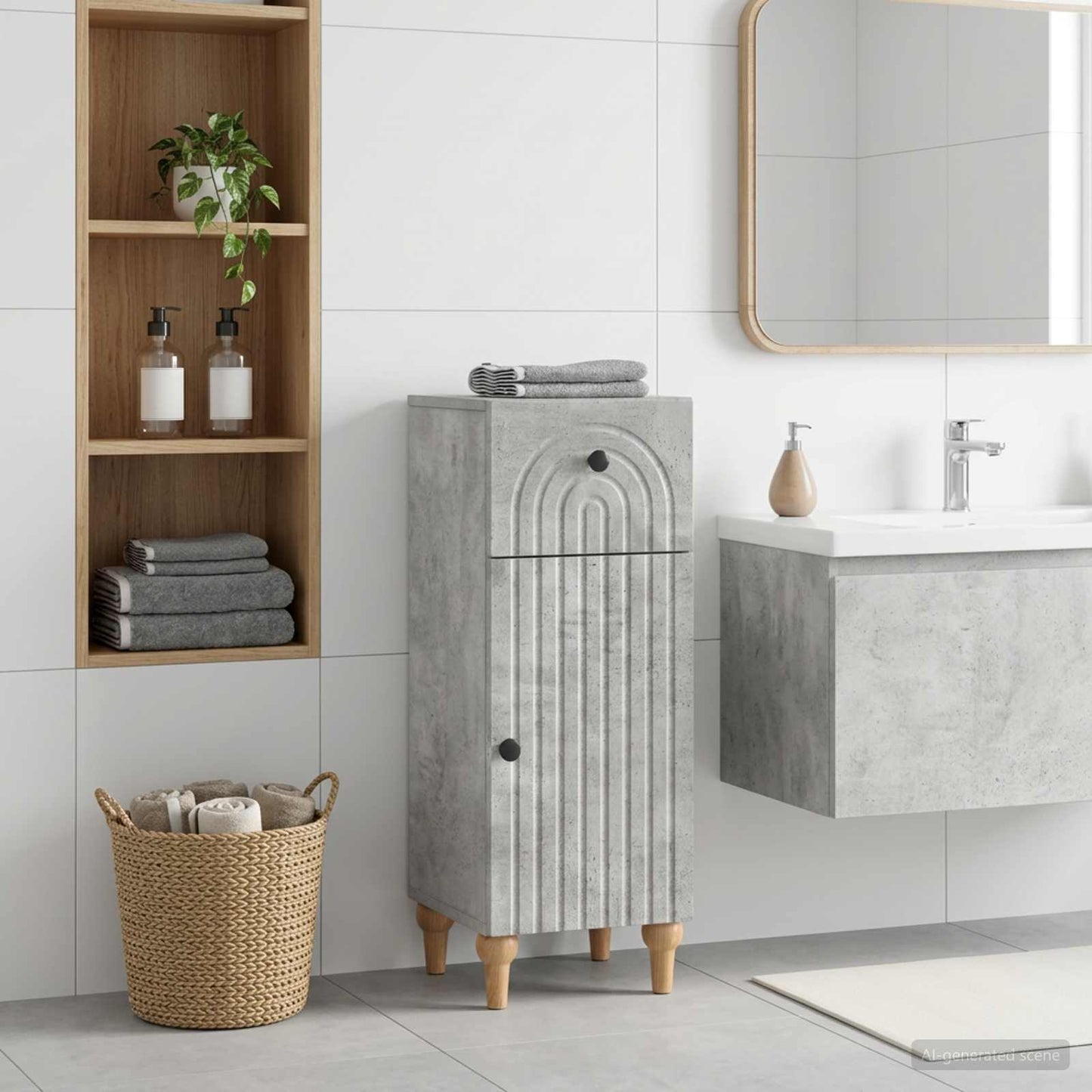 vidaXL Bathroom Storage Cainet ALKMAAR Concrete Grey 30 x 31 x 80 cm
