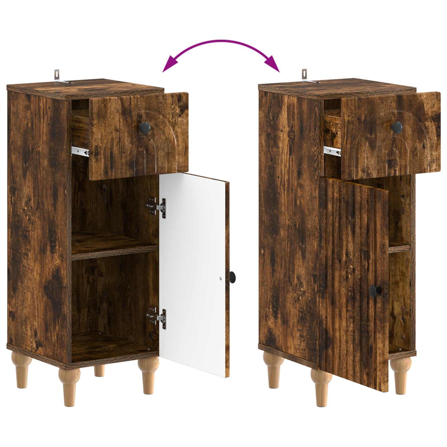 vidaXL Bathroom Storage Cainet ALKMAAR Smoked Oak 30 x 31 x 80 cm