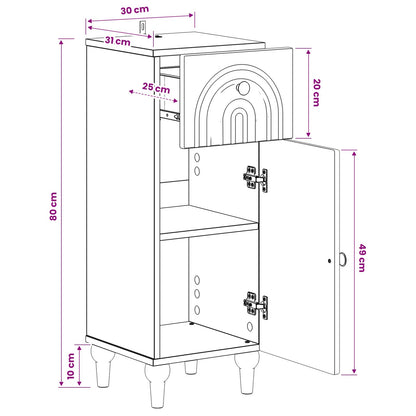 vidaXL Bathroom Storage Cainet ALKMAAR Smoked Oak 30 x 31 x 80 cm