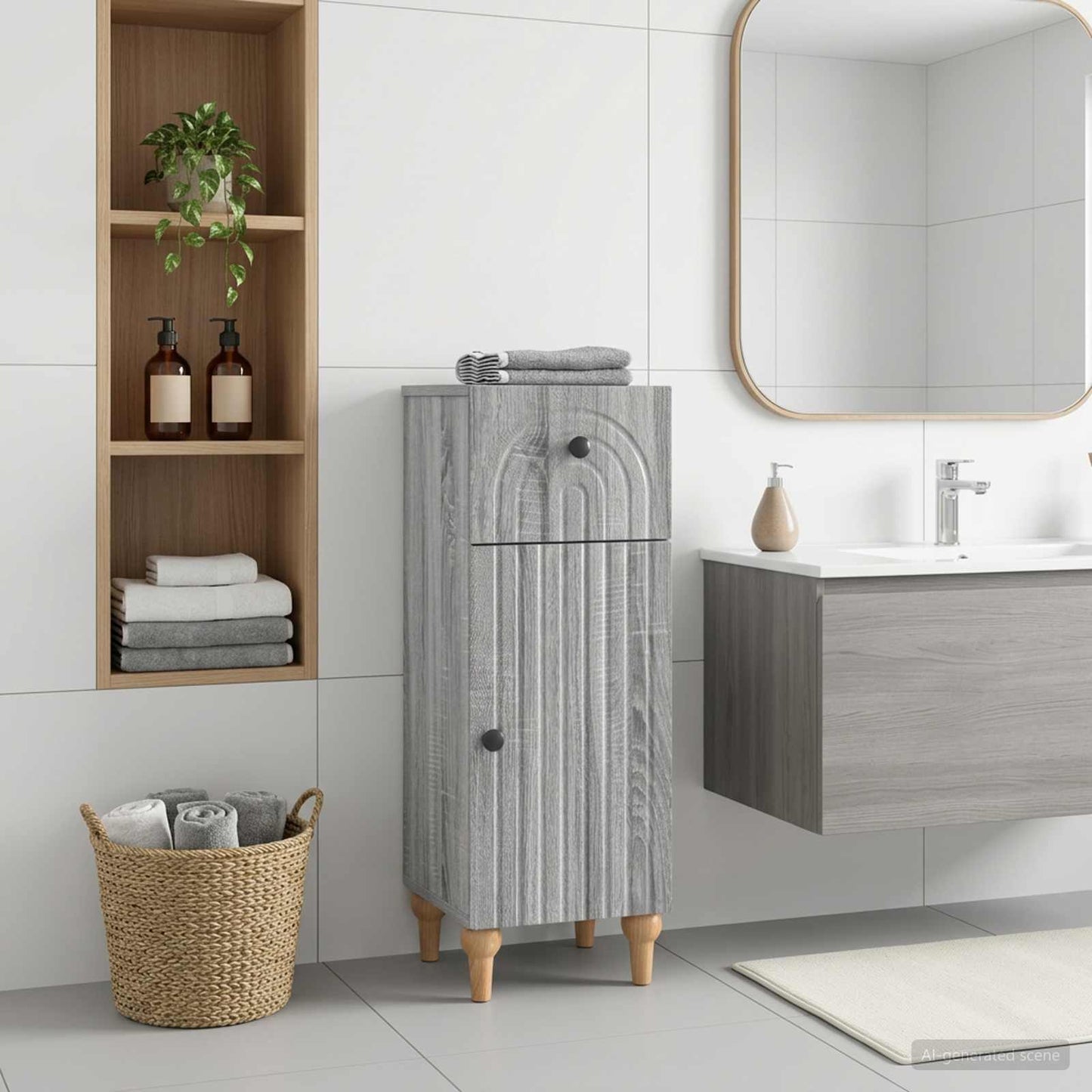 vidaXL Bathroom Storage Cainet ALKMAAR Grey Sonoma 30 x 31 x 80 cm
