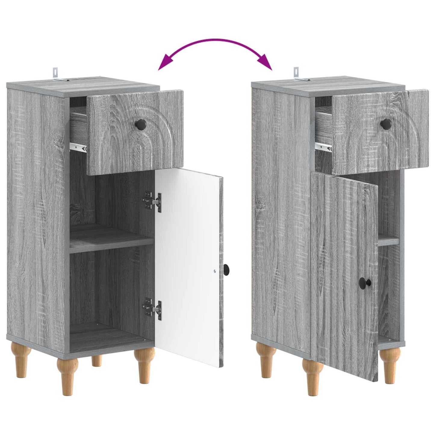 vidaXL Bathroom Storage Cainet ALKMAAR Grey Sonoma 30 x 31 x 80 cm