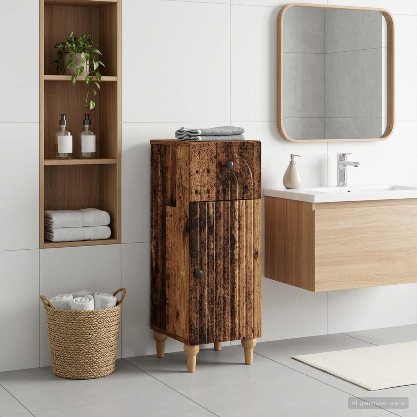 vidaXL Bathroom Storage Cainet ALKMAAR Old Wood 30 x 31 x 80 cm