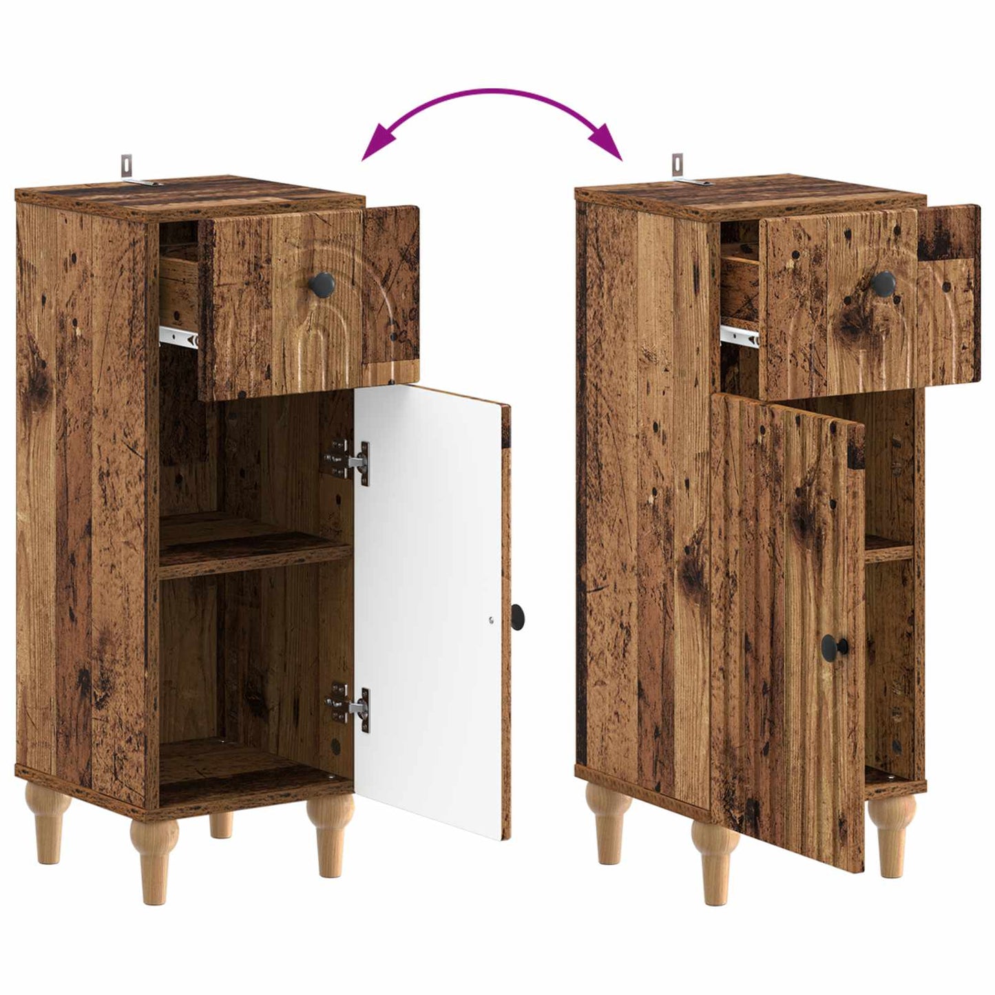 vidaXL Bathroom Storage Cainet ALKMAAR Old Wood 30 x 31 x 80 cm