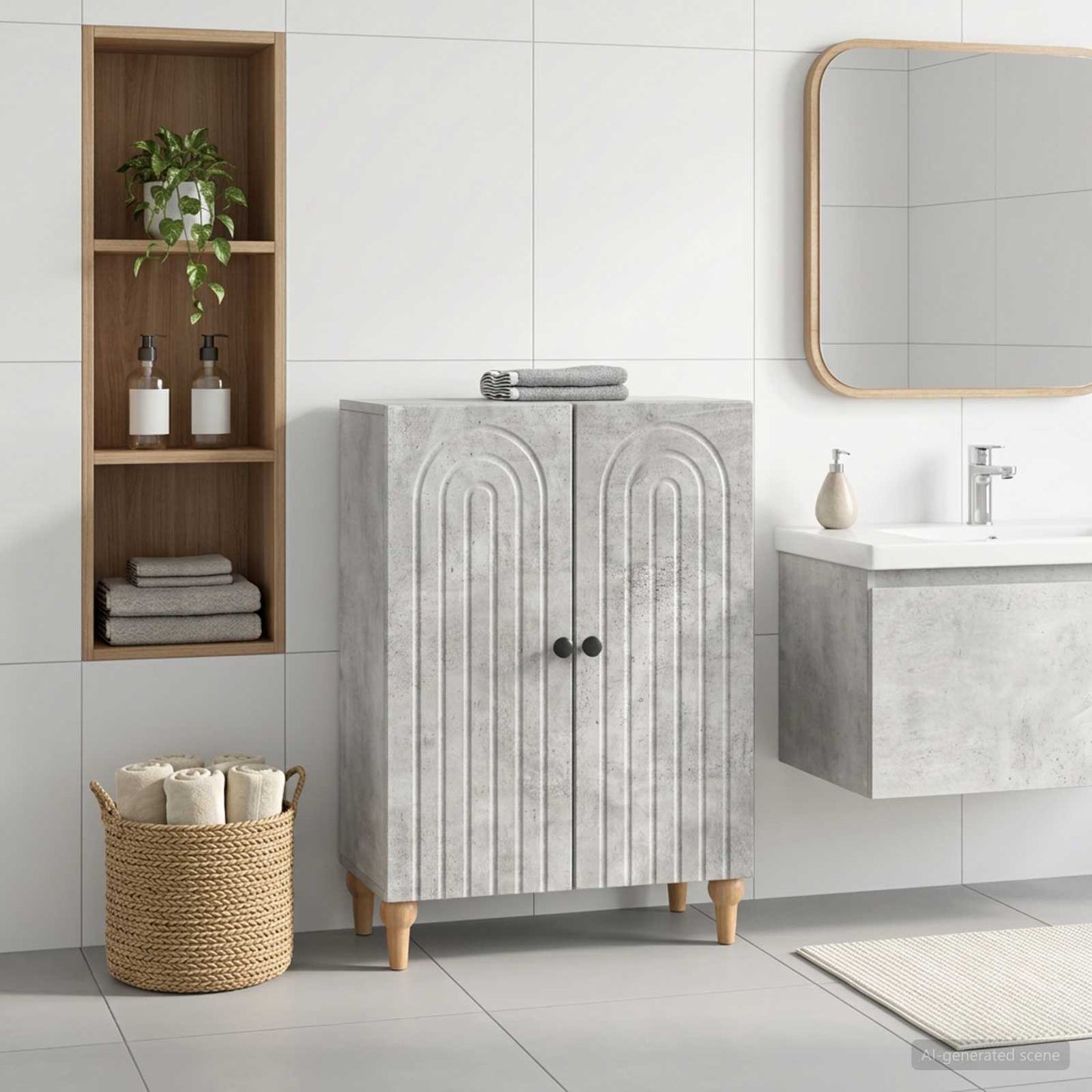 vidaXL Bathroom Storage Cainet ALKMAAR Concrete Grey 59.5 x 31 x 80 cm