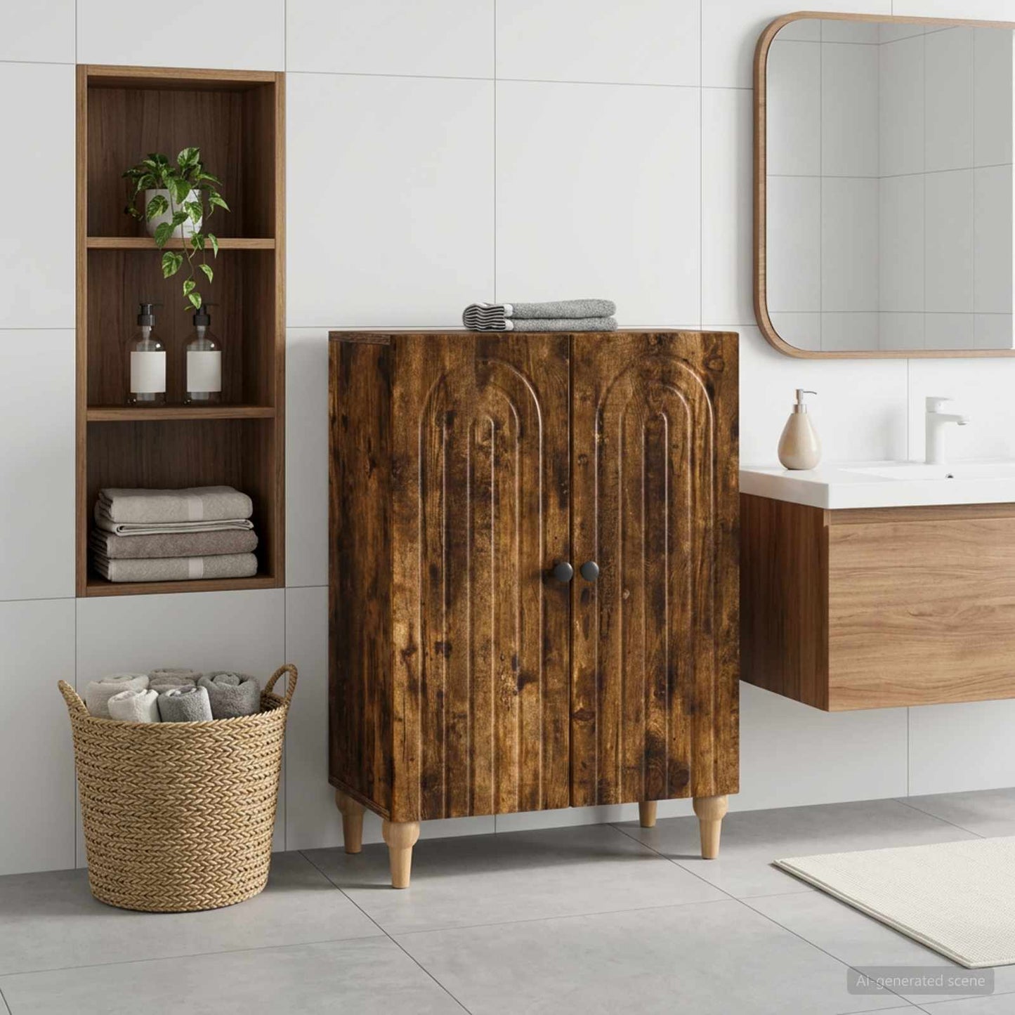 vidaXL Bathroom Storage Cainet ALKMAAR Smoked Oak 59.5 x 31 x 80 cm