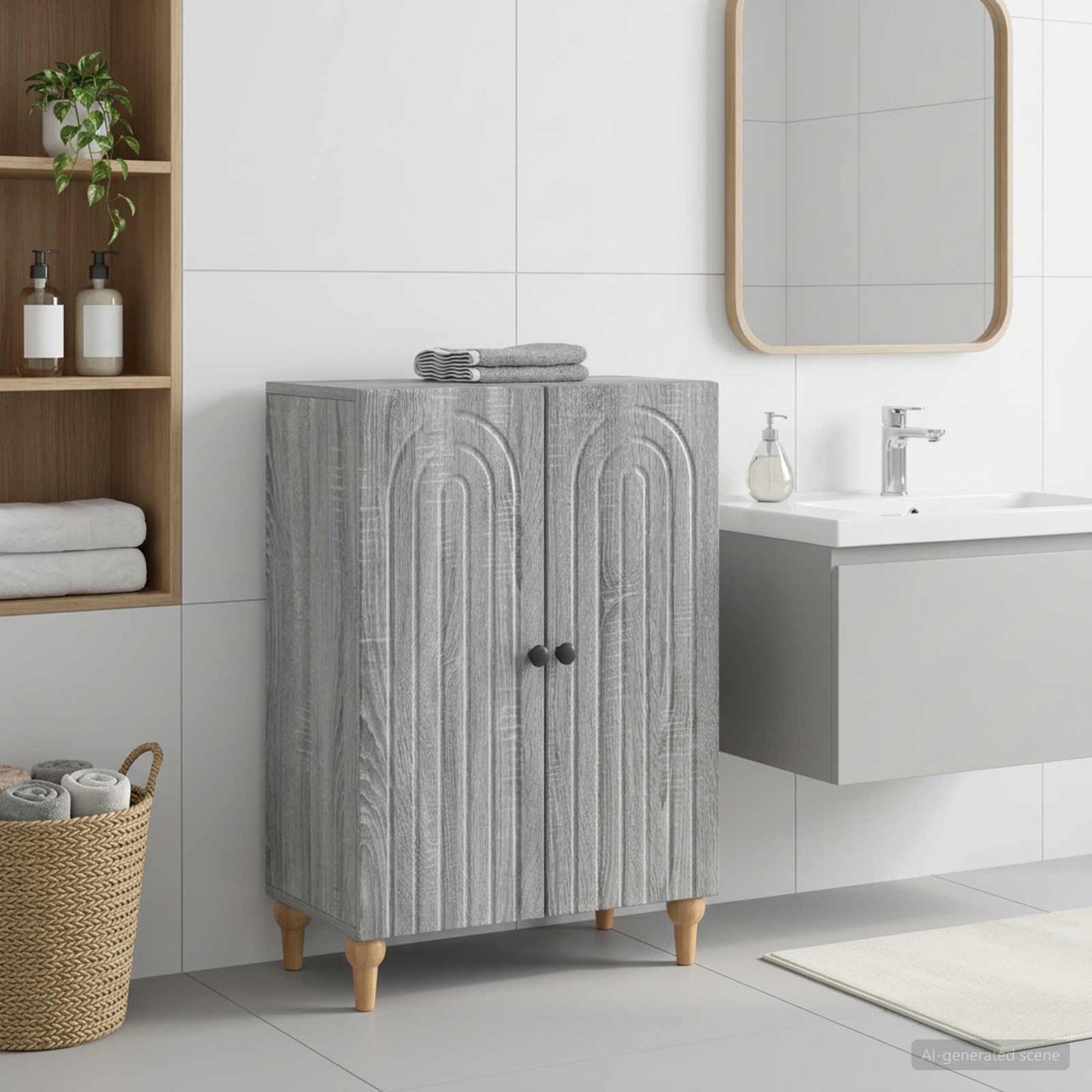 vidaXL Bathroom Storage Cainet ALKMAAR Grey Sonoma 59.5 x 31 x 80 cm