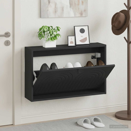 vidaXL Wall-Mounted Shoe Cabinet ALKMAAR 71 x 17 x 43 cm Black