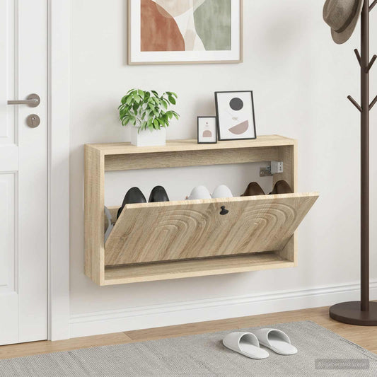 vidaXL Wall-Mounted Shoe Cabinet ALKMAAR 71 x 17 x 43 cm Sonoma Oak