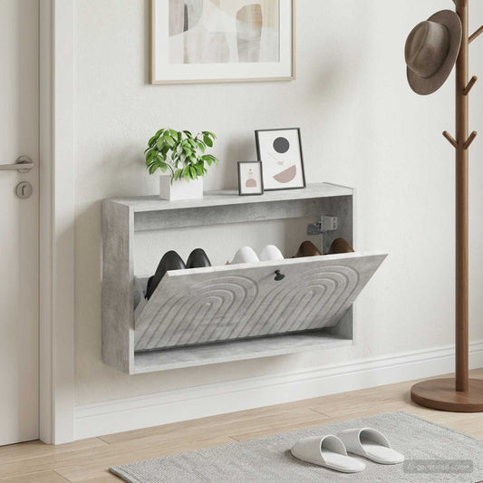 vidaXL Wall-Mounted Shoe Cabinet ALKMAAR 71 x 17 x 43 cm Concrete Grey
