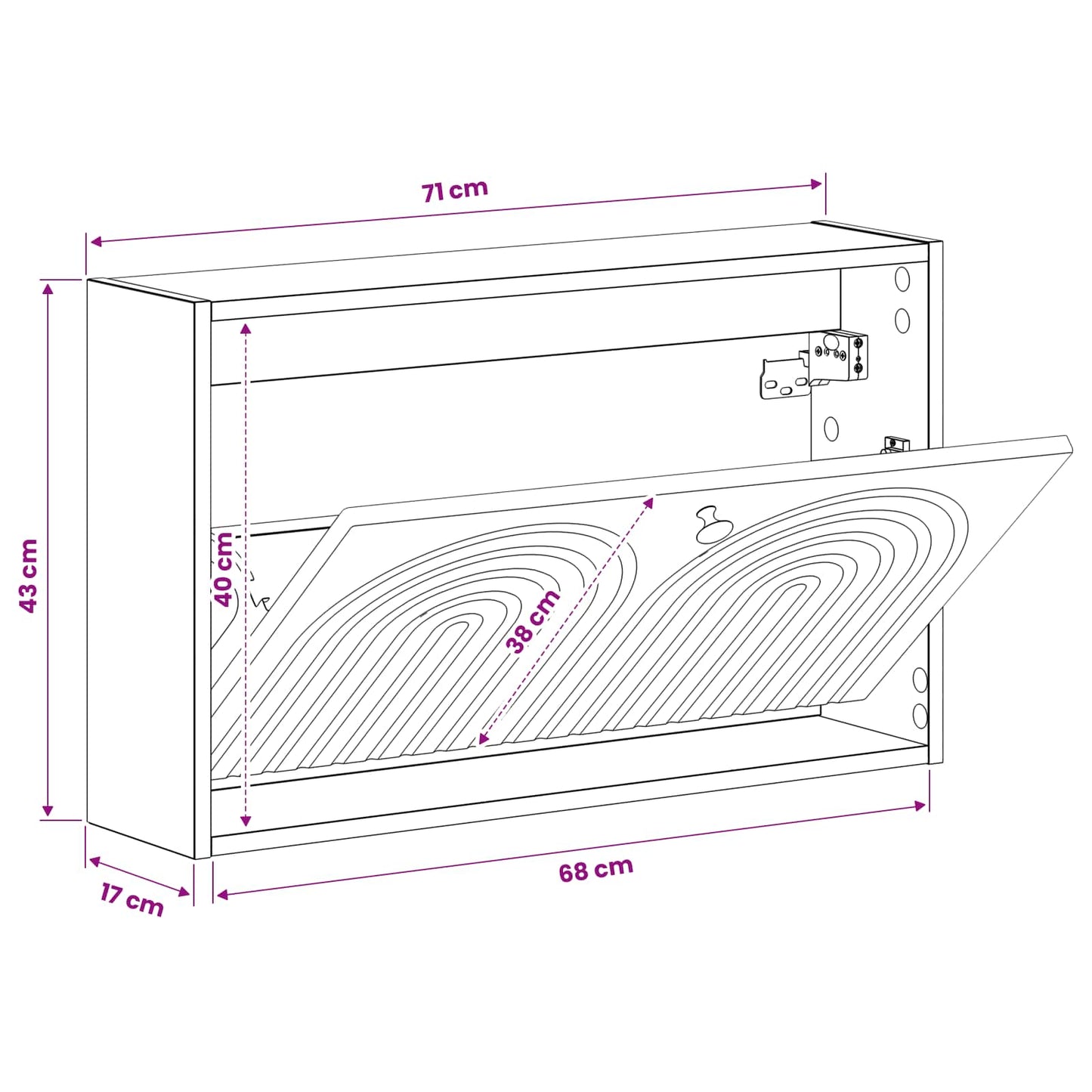 vidaXL Wall-Mounted Shoe Cabinet ALKMAAR 71 x 17 x 43 cm