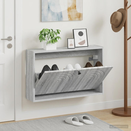 vidaXL Wall-Mounted Shoe Cabinet ALKMAAR 71 x 17 x 43 cm Grey Sonoma
