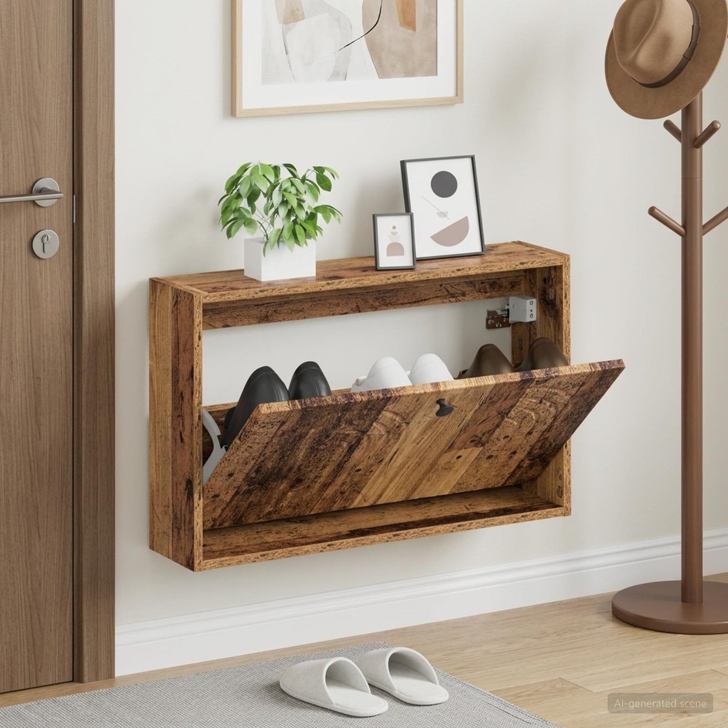 vidaXL Wall-Mounted Shoe Cabinet ALKMAAR 71 x 17 x 43 cm Old Wood