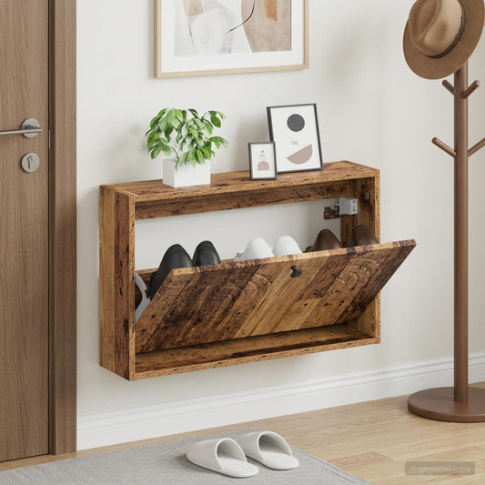 vidaXL Wall-Mounted Shoe Cabinet ALKMAAR 71 x 17 x 43 cm Old Wood