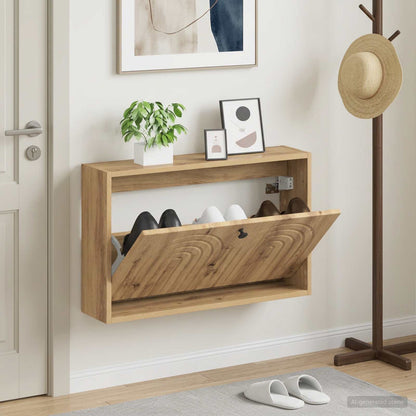 vidaXL Wall-Mounted Shoe Cabinet ALKMAAR 71 x 17 x 43 cm Artisan Oak