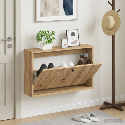 vidaXL Wall-Mounted Shoe Cabinet ALKMAAR 71 x 17 x 43 cm Artisan Oak
