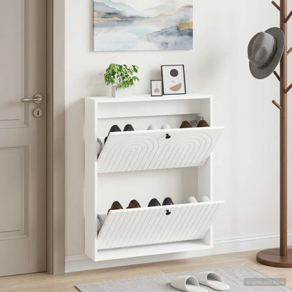 vidaXL Wall-Mounted Shoe Cabinet ALKMAAR 71 x 17 x 86 cm White