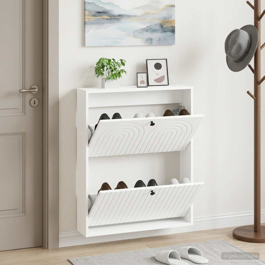 vidaXL Wall-Mounted Shoe Cabinet ALKMAAR 71 x 17 x 86 cm White