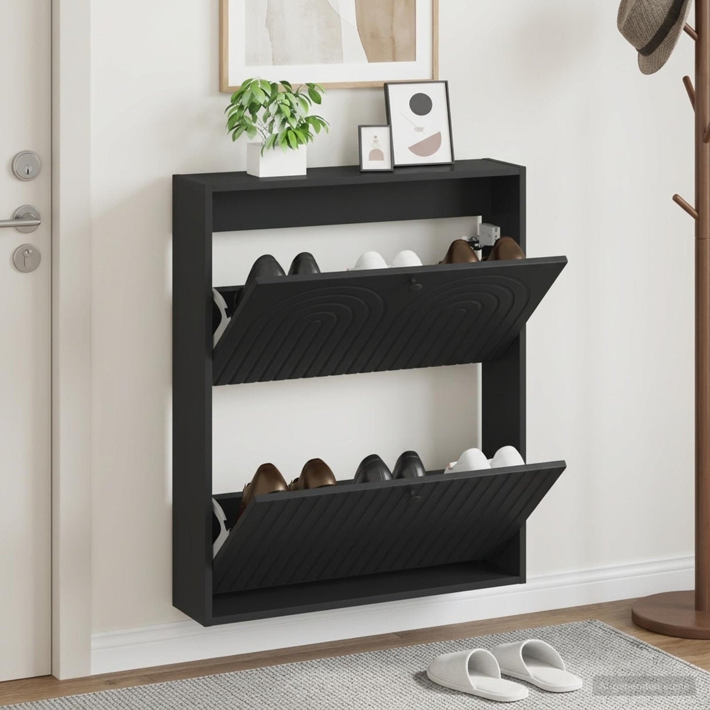 vidaXL Wall-Mounted Shoe Cabinet ALKMAAR 71 x 17 x 86 cm Black