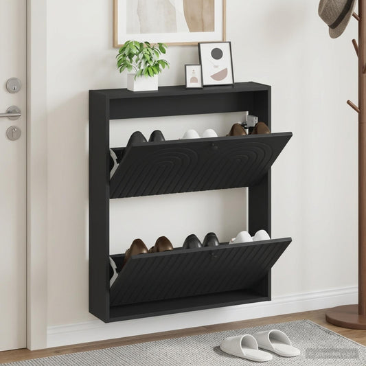 vidaXL Wall-Mounted Shoe Cabinet ALKMAAR 71 x 17 x 86 cm Black
