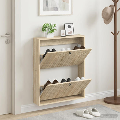 vidaXL Wall-Mounted Shoe Cabinet ALKMAAR 71 x 17 x 86 cm Sonoma Oak