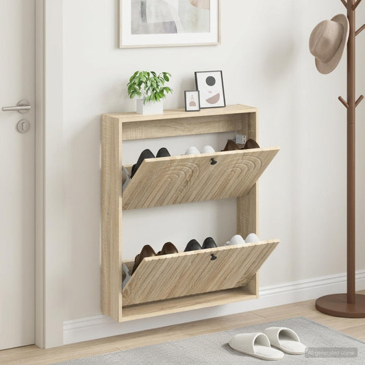 vidaXL Wall-Mounted Shoe Cabinet ALKMAAR 71 x 17 x 86 cm Sonoma Oak