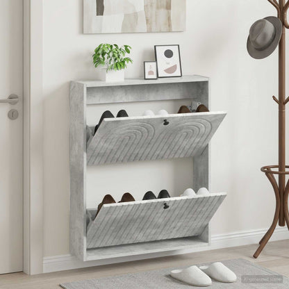 vidaXL Wall-Mounted Shoe Cabinet ALKMAAR 71 x 17 x 86 cm Concrete Grey