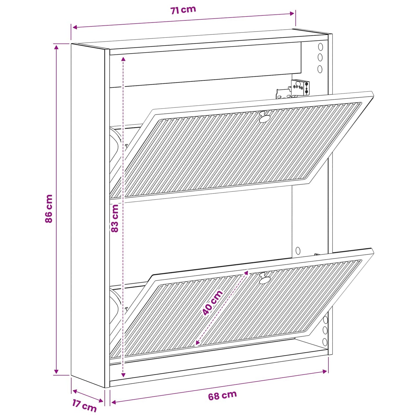 vidaXL Wall-Mounted Shoe Cabinet ALKMAAR 71 x 17 x 86 cm