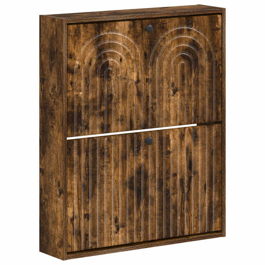 vidaXL Wall-Mounted Shoe Cabinet ALKMAAR 71 x 17 x 86 cm Smoked Oak