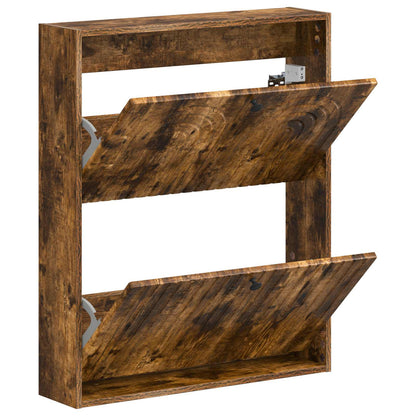 vidaXL Wall-Mounted Shoe Cabinet ALKMAAR 71 x 17 x 86 cm Smoked Oak