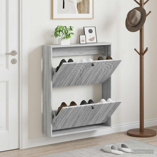 vidaXL Wall-Mounted Shoe Cabinet ALKMAAR 71 x 17 x 86 cm Grey Sonoma