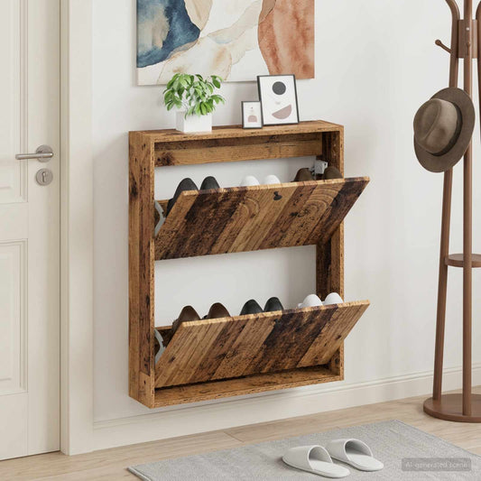 vidaXL Wall-Mounted Shoe Cabinet ALKMAAR 71 x 17 x 86 cm Old Wood