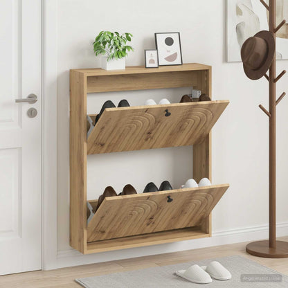 vidaXL Wall-Mounted Shoe Cabinet ALKMAAR 71 x 17 x 86 cm Artisan Oak