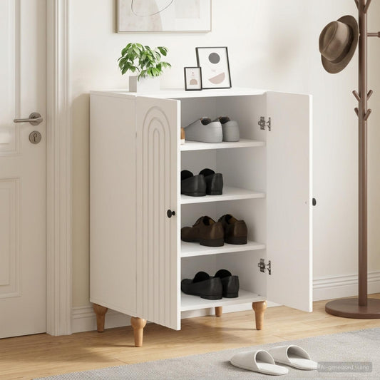 vidaXL Shoe Cabinet ALKMAAR 59.5 x 39.5 x 90 cm Engineered Wood White