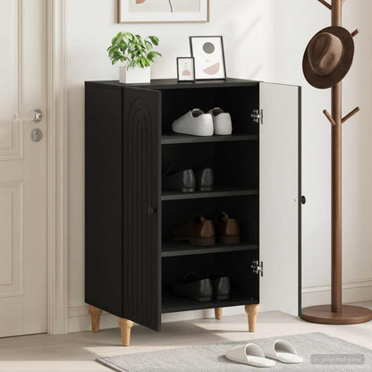 vidaXL Shoe Cabinet ALKMAAR 59.5 x 39.5 x 90 cm Engineered Wood Black