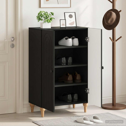 vidaXL Shoe Cabinet ALKMAAR 59.5 x 39.5 x 90 cm Engineered Wood Black