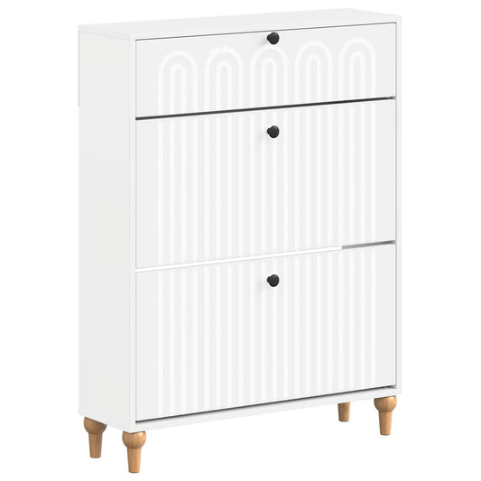 vidaXL Shoe Cabinet ALKMAAR 78 x 24 x 103 cm Engineered Wood White
