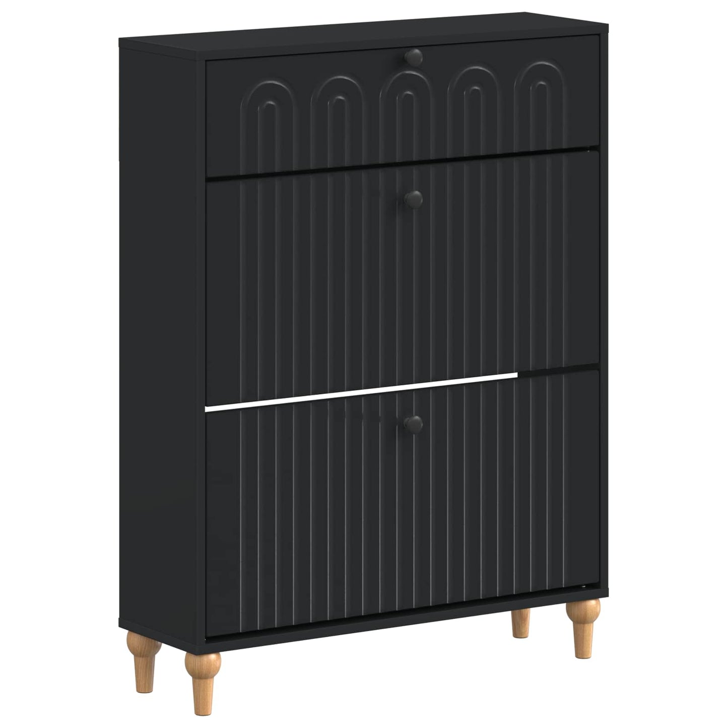 vidaXL Shoe Cabinet ALKMAAR 78 x 24 x 103 cm Engineered Wood Black