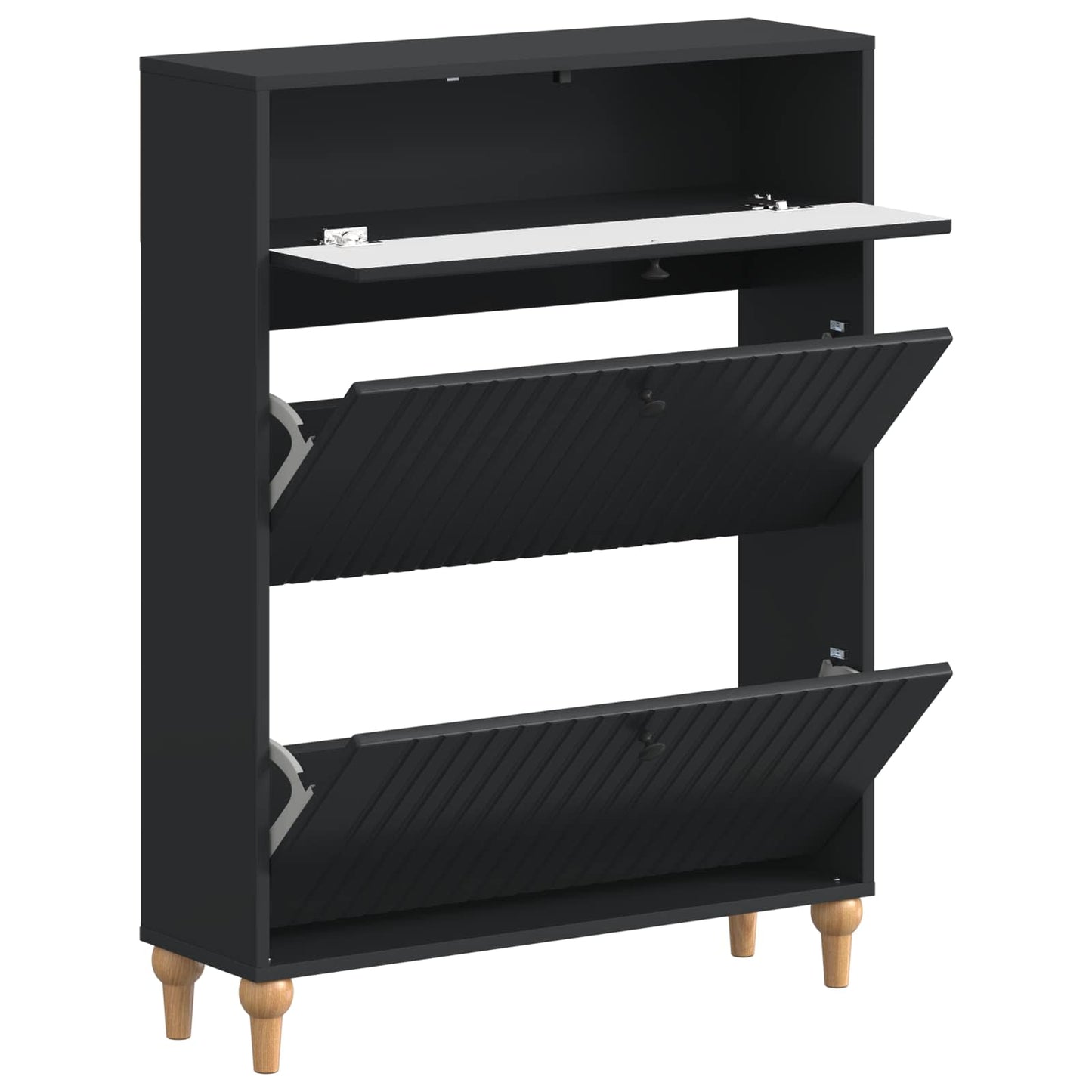 vidaXL Shoe Cabinet ALKMAAR 78 x 24 x 103 cm Engineered Wood Black